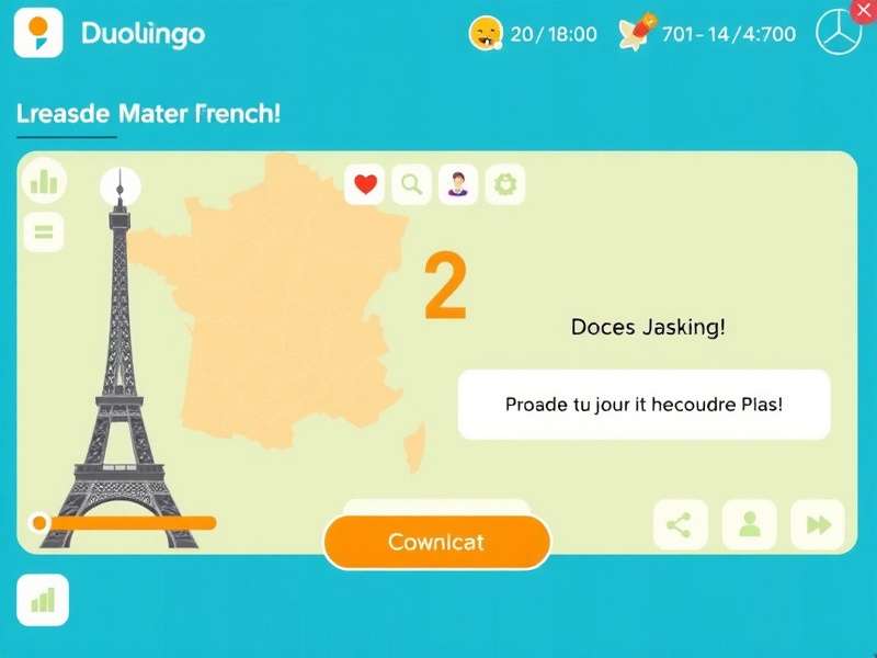 Duolingo French lesson interface showing gameplay