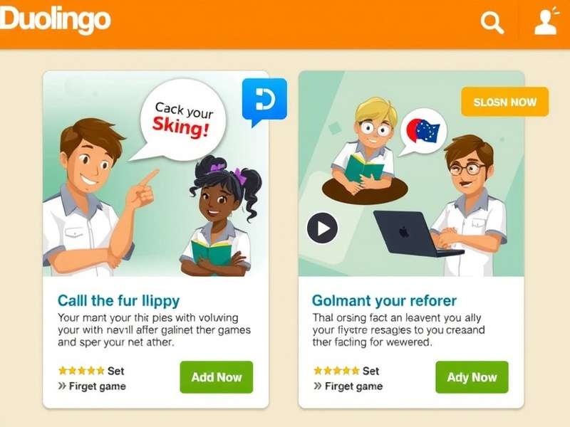 Behind the scenes of a Duolingo game ad shoot showing storyboards and the Duo mascot