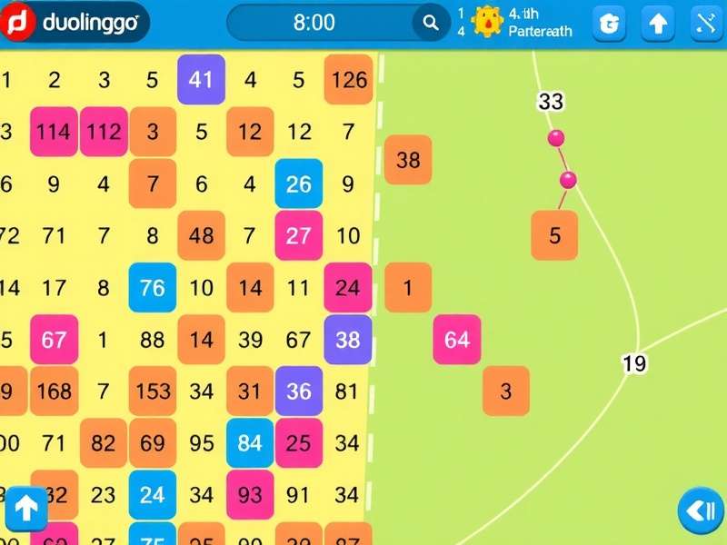 Math exercises on Duolingo game interface