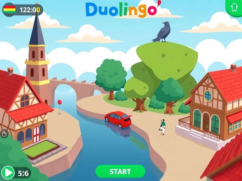 Person using a Chromebook with Duolingo language learning app open