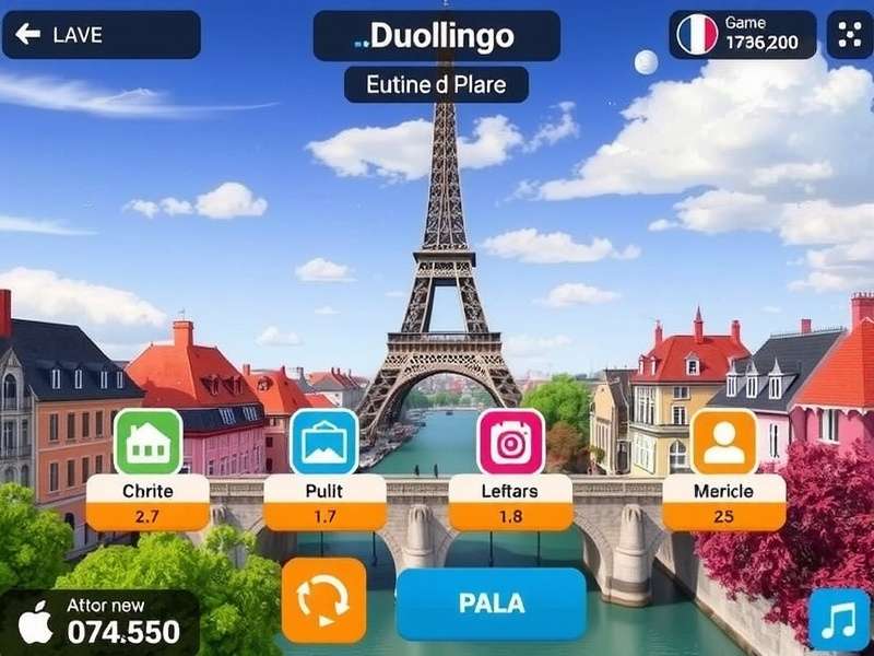 Person playing Duolingo French on a smartphone and laptop, showing the iconic green owl interface