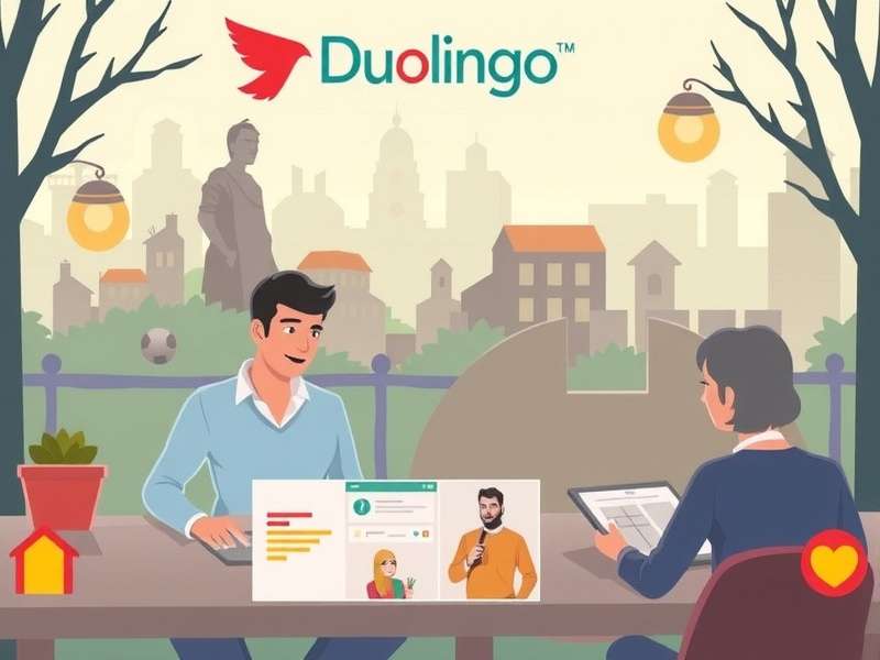 Diverse group of people using Duolingo on phones and tablets in different settings