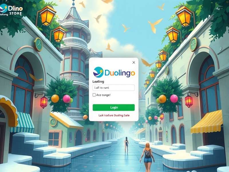 Duolingo user interface showing login and dashboard features
