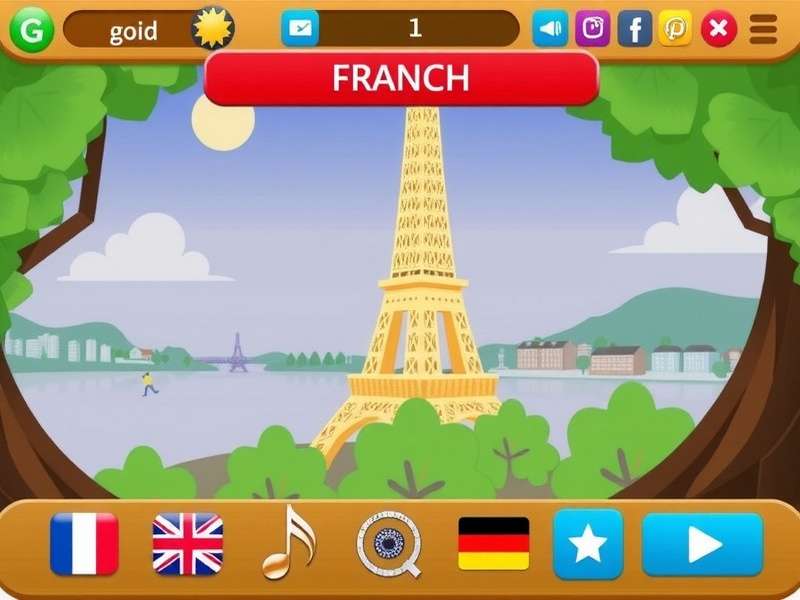 Person using Duolingo French on a smartphone with Eiffel Tower in background