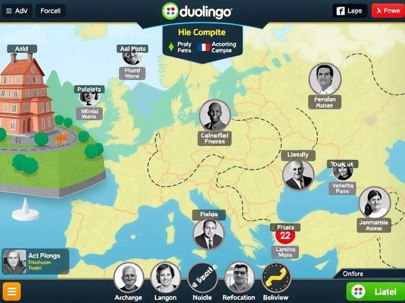 Duolingo app interface showing progress dashboard on multiple devices