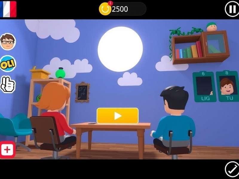 Duolingo owl character and Roblox avatars interacting in a vibrant virtual world