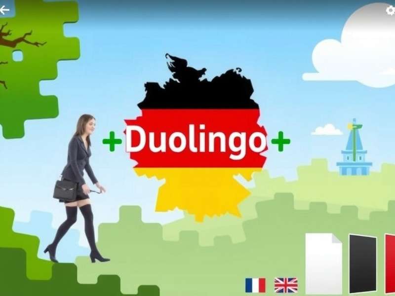 Person using Duolingo German on a smartphone and laptop