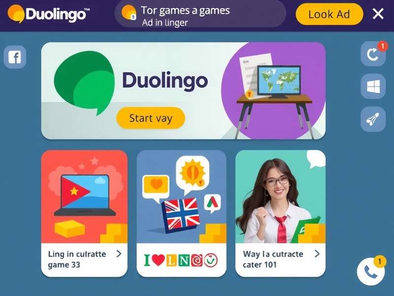 Duolingo Game Ads In Block — visual overview of in-game advertisements and language learning gamification