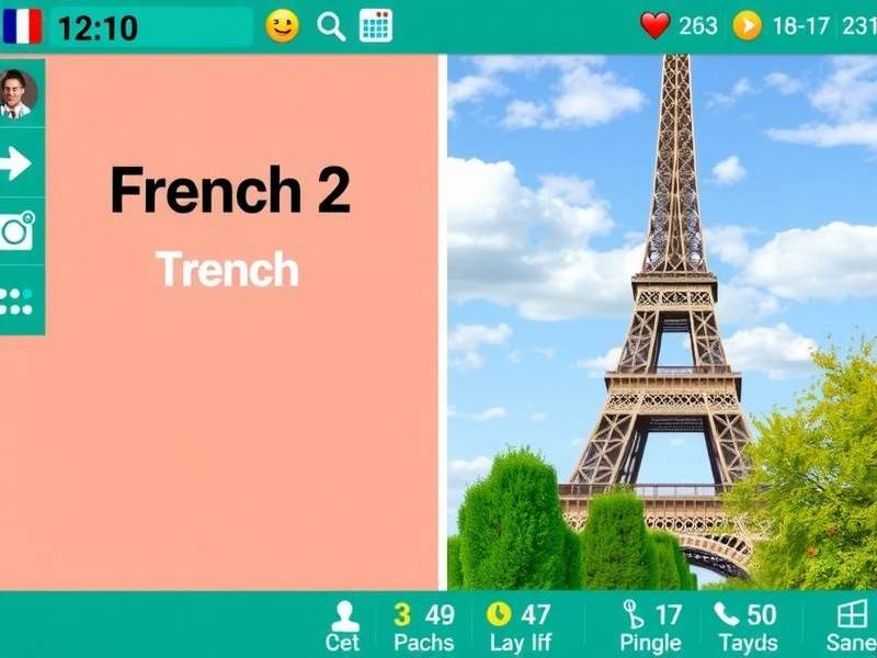 Duolingo Gameplay French 2 interactive lesson screenshot showing vocabulary and sentence building exercises