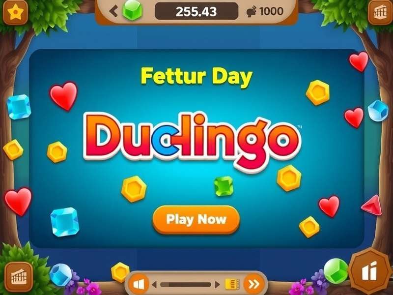 Duolingo Game mascot owl surrounded by sparkling Gems, representing free Gem earning strategies